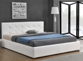 Doppelbett Bettkasten Klappbett Polsterbett Bettgestell Bett Lattenrost Kunstleder (140x200cm, Weiß) -