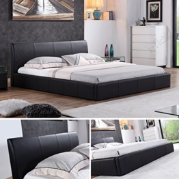 i-flair® - Designer Polsterbett, MONACO Bett 180x200 cm schwarz - alle Farben & Größen -