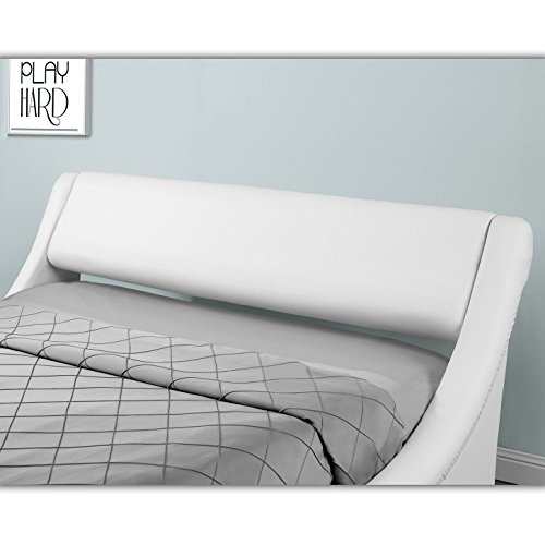 KANSAS Doppelbett Polsterbett mit Gasdruckfeder Bettkasten Bett Lattenrost Kunstleder (140 x 200cm, Weiss) -