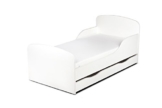 Leomark KINDERBETT 140x70 mit Schublade Funktionsbett Einzelbett mit Matratze Motiv: weiß Sehr Einfache Montage, Bettkasten -
