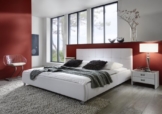SAM® Polsterbett Zarah weiß 180x200 cm, Bett mit chrom-farbenen Füßen, Kopfteil modern im abgesteppten Design, Doppelbett auch als Wasserbett geeignet -